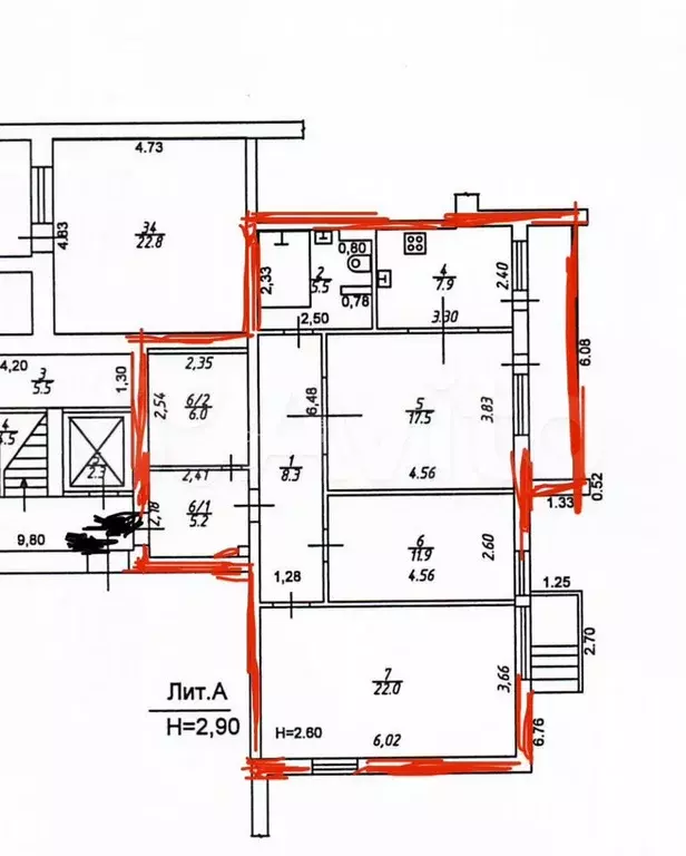 3-к. квартира, 91 м, 1/9 эт. - Фото 0