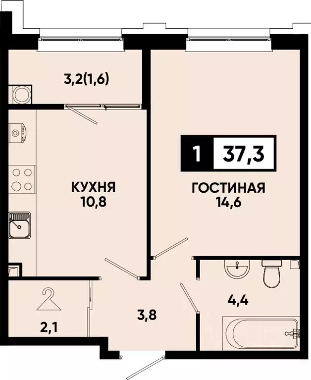 1-к кв. Ставропольский край, Кисловодск  (37.3 м) - Фото 0