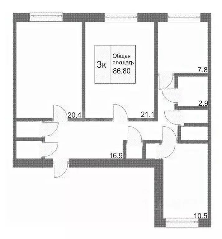 3-к кв. Кемеровская область, Кемерово Ноградская ул., 16 (81.2 м) - Фото 2