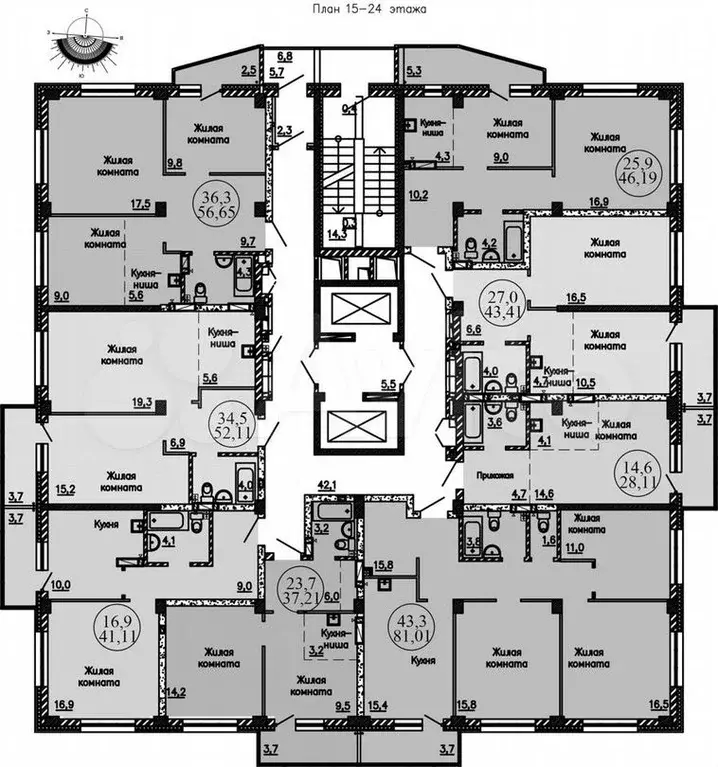 3-к. квартира, 81м, 24/24эт. - Фото 0