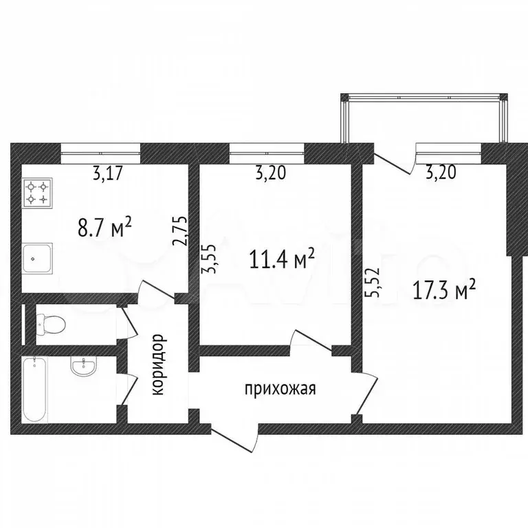 2-к. квартира, 47,1 м, 9/9 эт. - Фото 0
