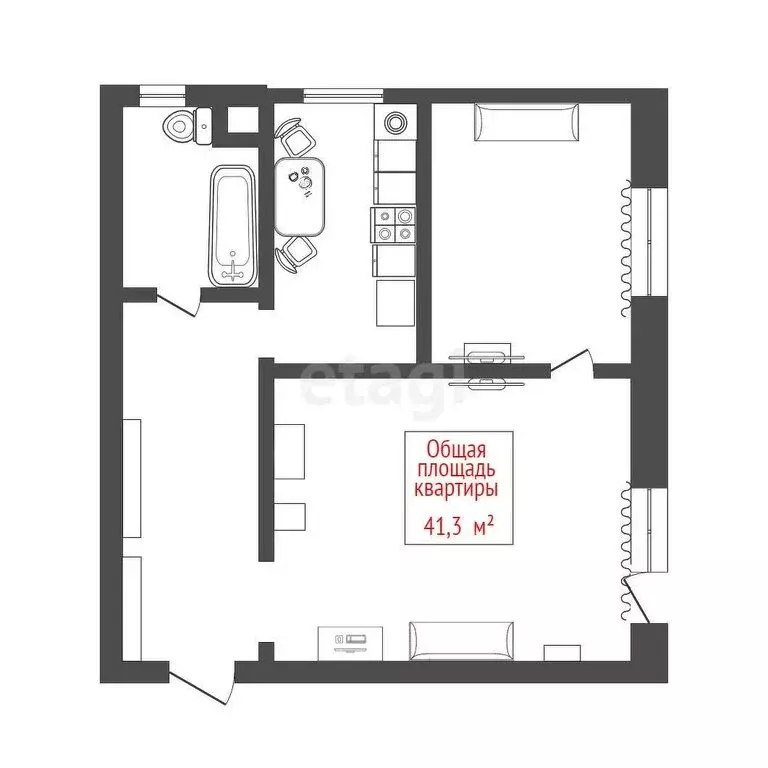 2-комнатная квартира: Томск, Иркутский тракт, 8 (41.3 м) - Фото 0