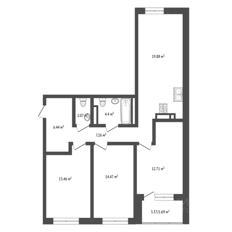 3-к кв. Тюменская область, Тюмень ул. Арктическая, 16 (82.0 м) - Фото 2