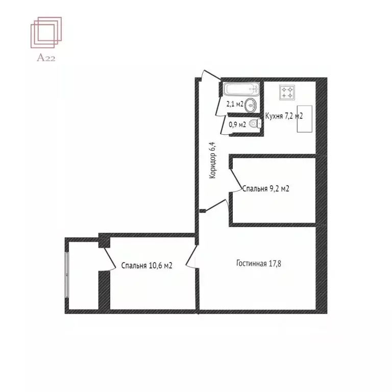 3-к кв. Алтайский край, Барнаул ул. Попова, 59 (54.0 м) - Фото 1