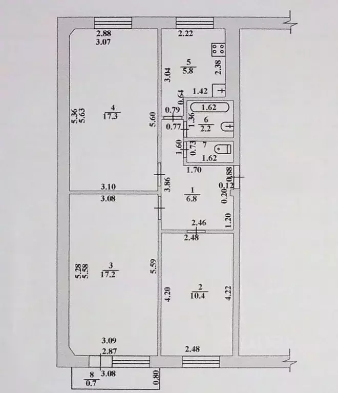 3-к кв. Тамбовская область, Тамбов Астраханская ул., 179 (60.9 м) - Фото 0