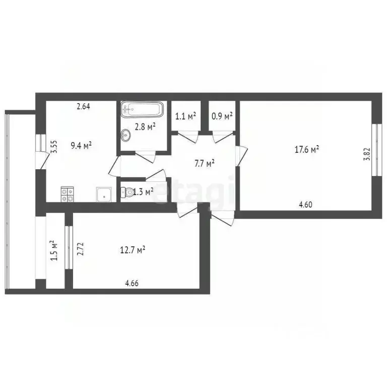 2-к кв. Севастополь ул. Генерала Жидилова, 44к2 (56.8 м) - Фото 2