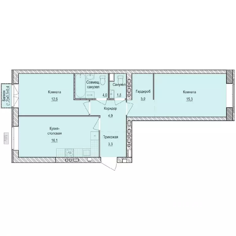 2-к кв. Удмуртия, Завьяловский район, с. Первомайский Санвилл жилой ... - Фото 1