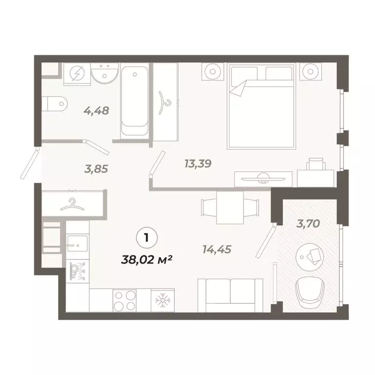 1-комнатная квартира: Санкт-Петербург, ЖК Знатный (38.02 м) - Фото 1