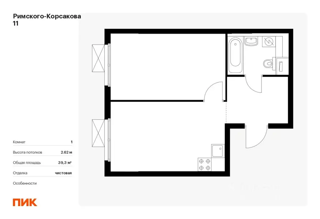 1-к кв. москва римского-корсакова 11 жилой комплекс, 11 (39.3 м) - Фото 0