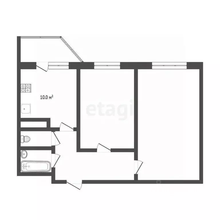 2-к кв. Тюменская область, Тюмень ул. Андрея Бушуева, 4к1 (51.1 м) - Фото 1