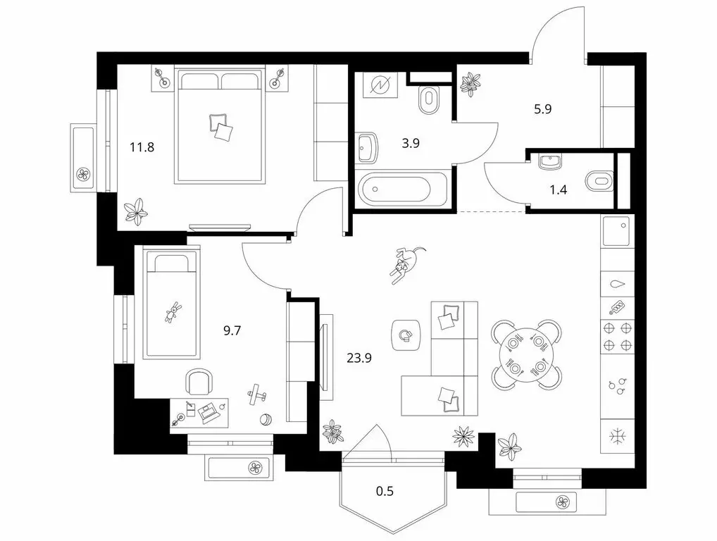 2-комнатная квартира: Мытищи, 16-й микрорайон (57.1 м) - Фото 1