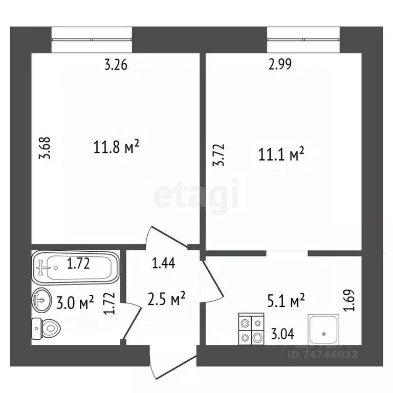 2-к кв. Крым, Евпатория ул. Конституции, 36 (38.7 м) - Фото 2