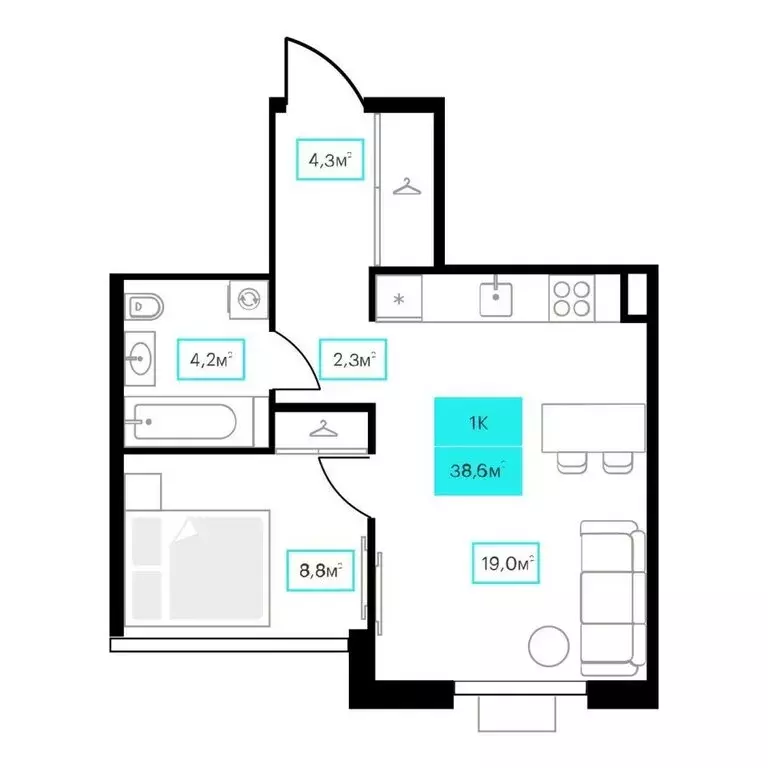1-комнатная квартира: Тюмень, улица Червишевский Тракт, 25 (38.6 м) - Фото 0