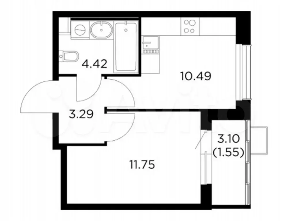 1-к. квартира, 31,5 м, 5/13 эт. - Фото 0