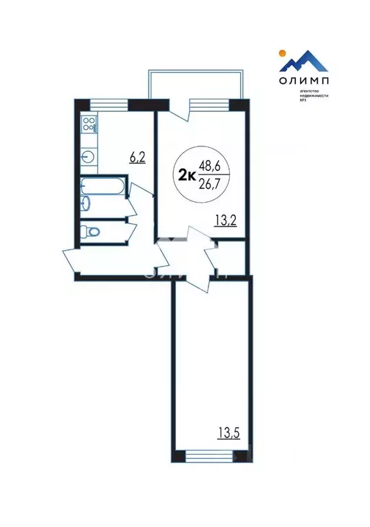 2-к кв. Вологодская область, Вологда ул. Карла Маркса, 85 (48.6 м) - Фото 2