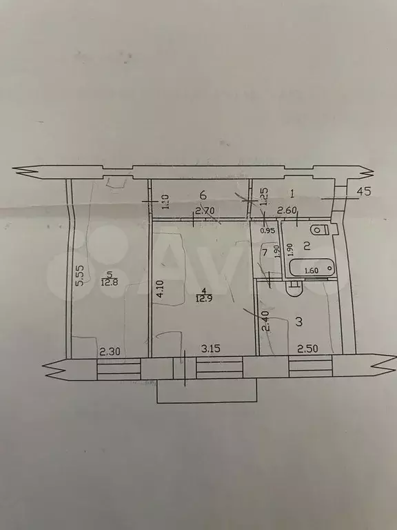 2-к. квартира, 43,4 м, 4/4 эт. - Фото 0