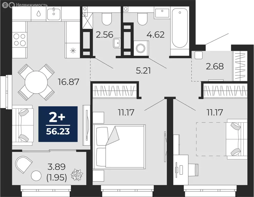 2-комнатная квартира: Тюмень, Камчатская улица, 109к1 (58.17 м) - Фото 1