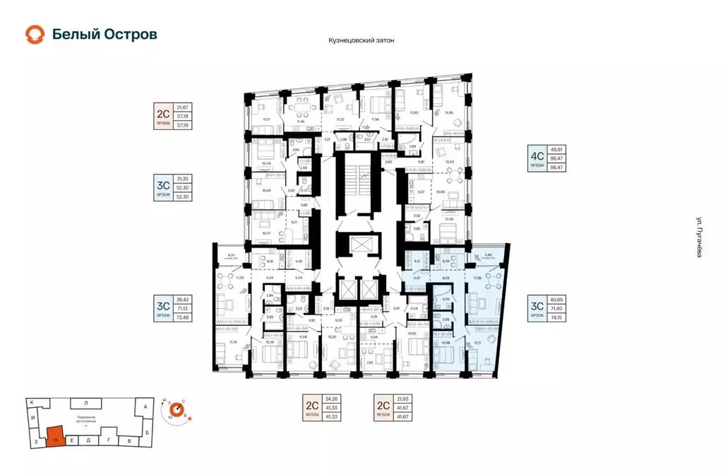 3-к кв. Башкортостан, Уфа Кузнецовский Затон мкр, ЖК Первый остров,  ... - Фото 2