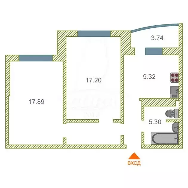 2-комнатная квартира: Тюмень, улица Федюнинского, 56к2 (58.8 м) - Фото 2