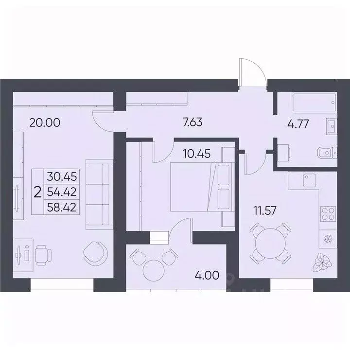2-к кв. Саратовская область, Татищево рп ул. Михайловская, 13 (58.42 ... - Фото 0