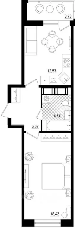 1-к кв. Санкт-Петербург Бокситогорская ул., 33 (42.8 м) - Фото 2