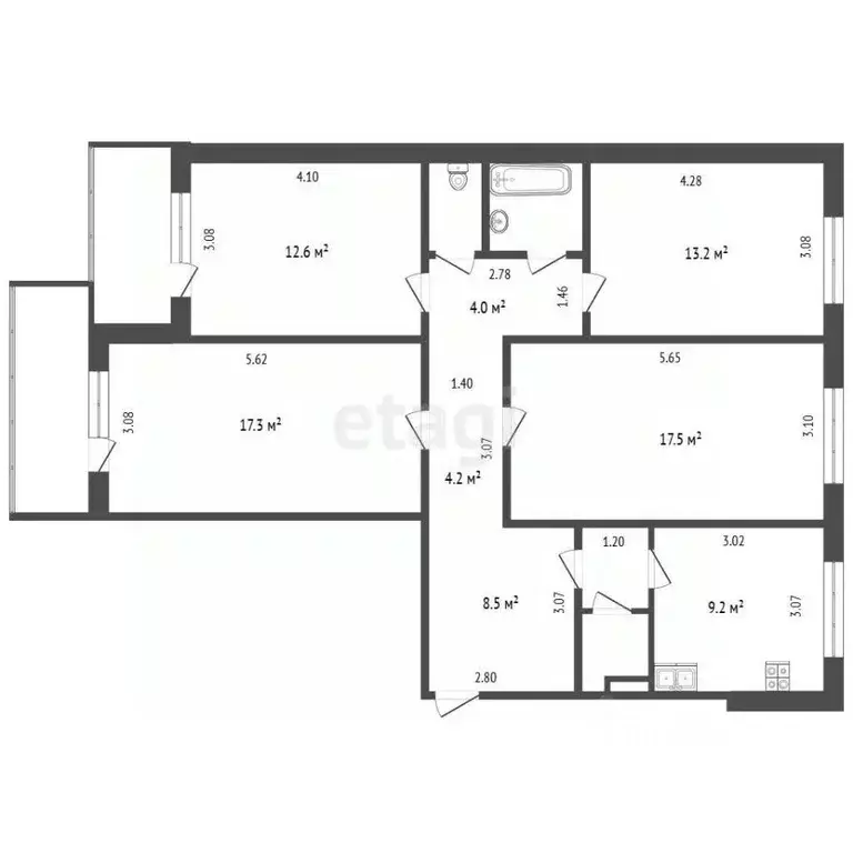 4-к кв. Тюменская область, Тюмень Широтная ул., 13б (94.1 м) - Фото 2
