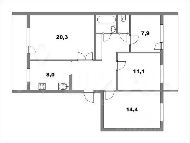 4-к кв. Коми, Ухта Пионергорский проезд, 4 (80.0 м) - Фото 1