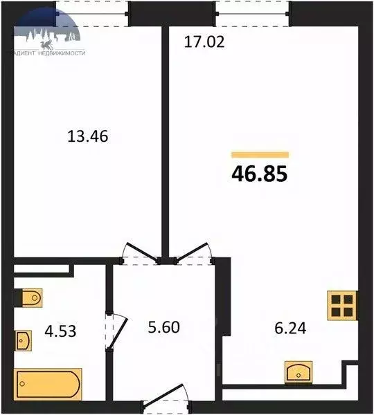 2-к кв. Татарстан, Казань ул. Братьев Батталовых, 20к1 (47.0 м) - Фото 2