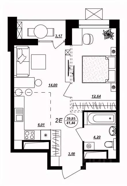 2-к кв. Хабаровский край, Хабаровск ул. Демьяна Бедного (41.44 м) - Фото 0