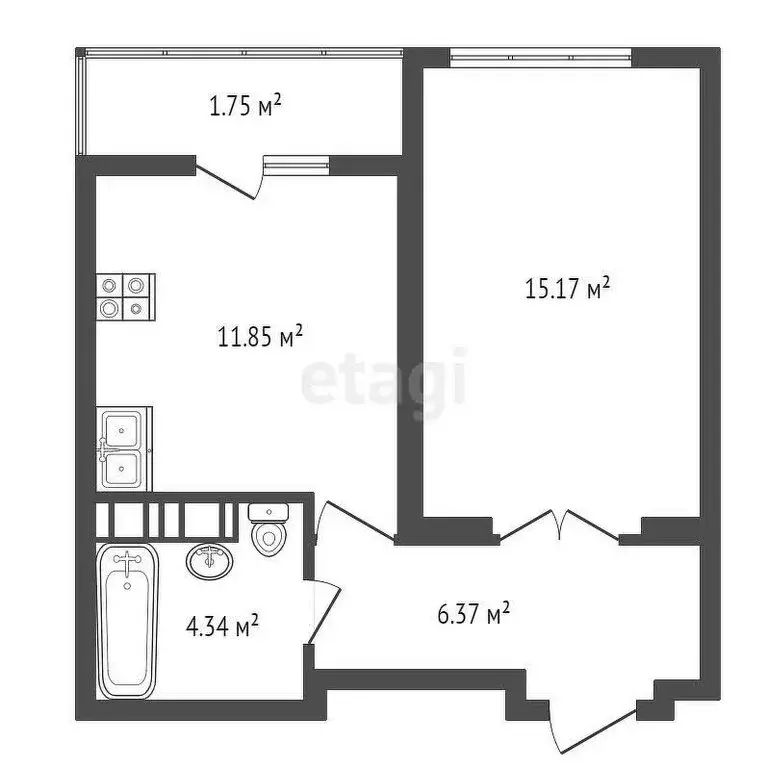 2-комнатная квартира: Ярославль, проспект Фрунзе, 56Д (39.48 м) - Фото 1