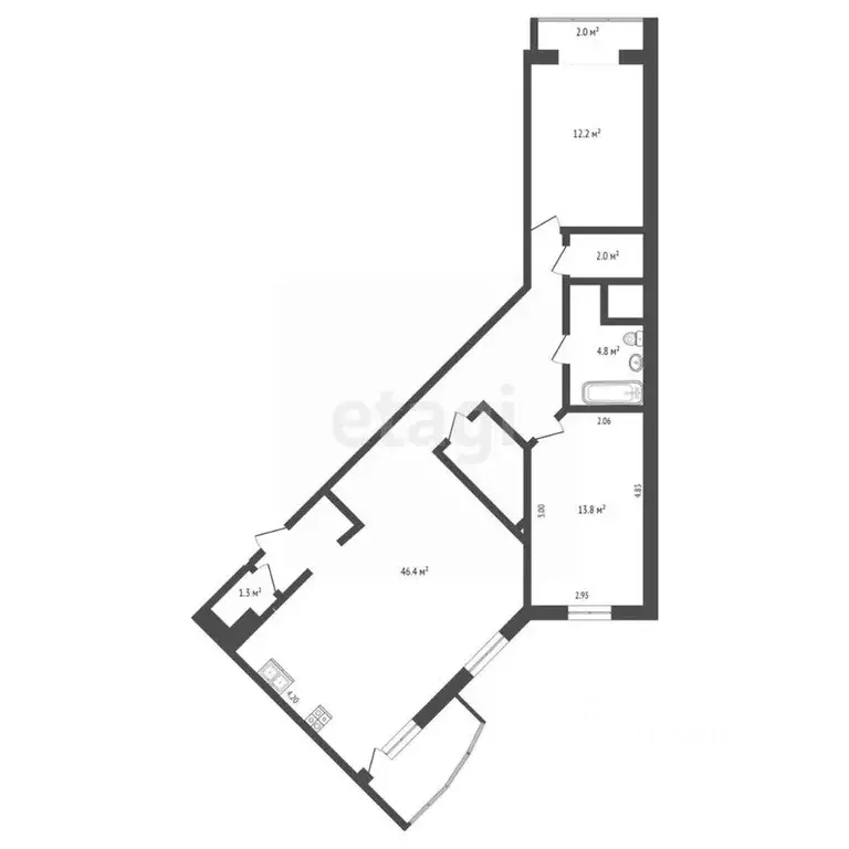 3-к кв. Московская область, Дмитров Большевистская ул., 20 (93.4 м) - Фото 2