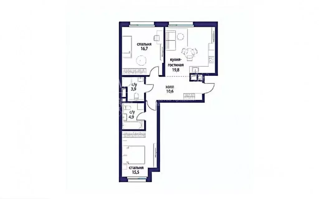 3-к кв. Москва ул. Нижние Мневники, 9 (71.0 м) - Фото 2