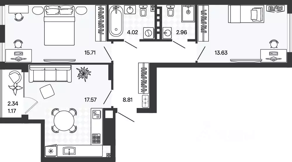 2-к кв. Калининградская область, Гурьевский муниципальный округ, пос. ... - Фото 1