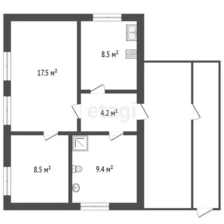 Дом в село Юргинское, Молодёжная улица (48.1 м) - Фото 1