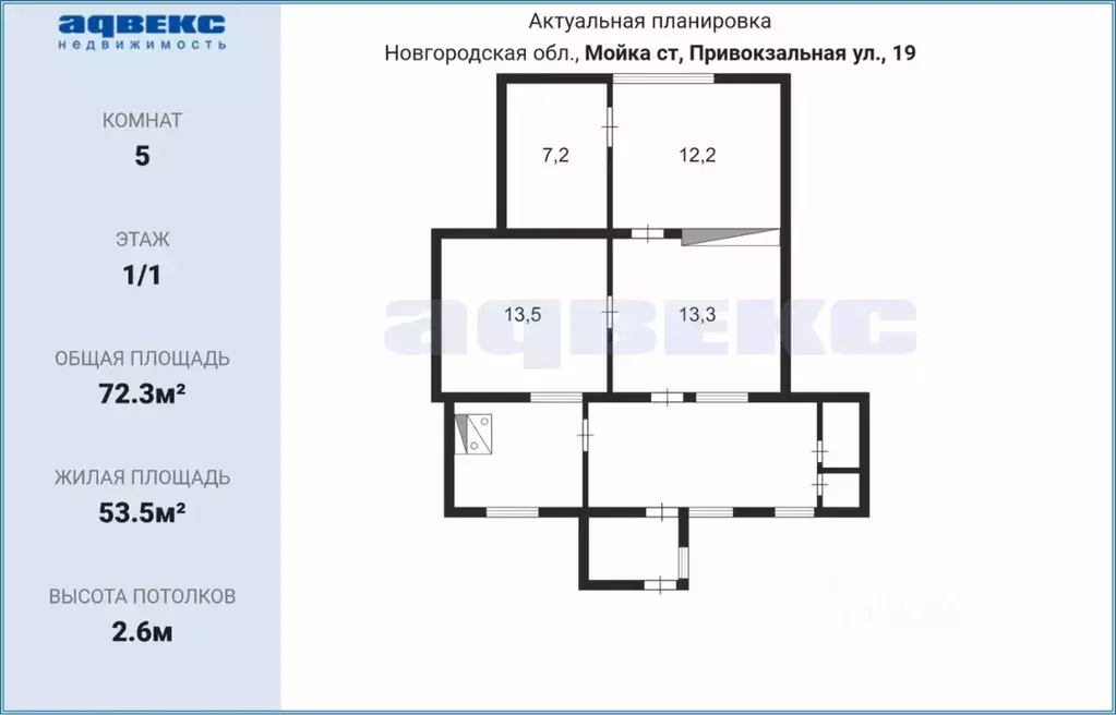 5-к кв. новгородская область, батецкий муниципальный округ, д. мойка . - Фото 1