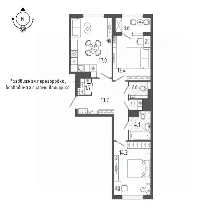 2-к кв. Санкт-Петербург бул. Измайловский, 9 (68.6 м) - Фото 0