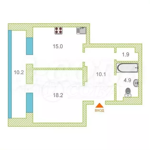 1-к. квартира, 50 м, 7/17 эт. - Фото 0