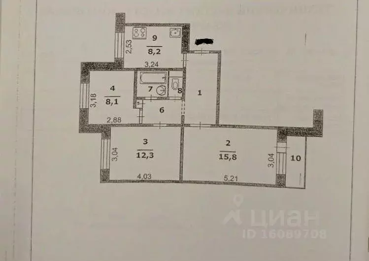 3-к кв. Белгородская область, Белгород ул. Королева, 16 (58.4 м) - Фото 2