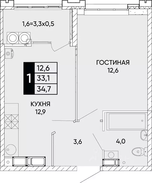 1-к кв. Ростовская область, Ростов-на-Дону Левобережье жилой комплекс ... - Фото 0