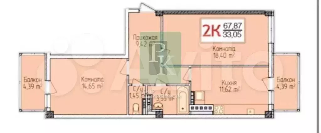 2-к. квартира, 68 м, 5/5 эт. - Фото 0