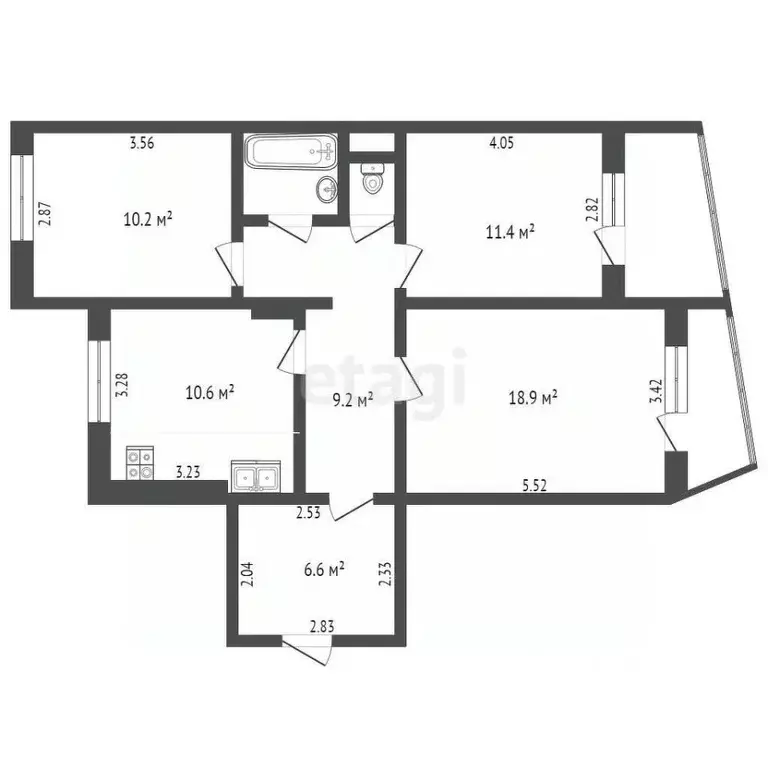 3-к кв. Омская область, Омск ул. Кирова, 22/2 (64.1 м) - Фото 1