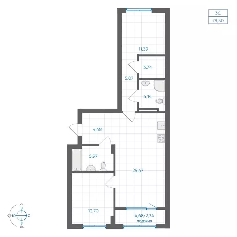 2-комнатная квартира: Челябинский городской округ, посёлок ... - Фото 1