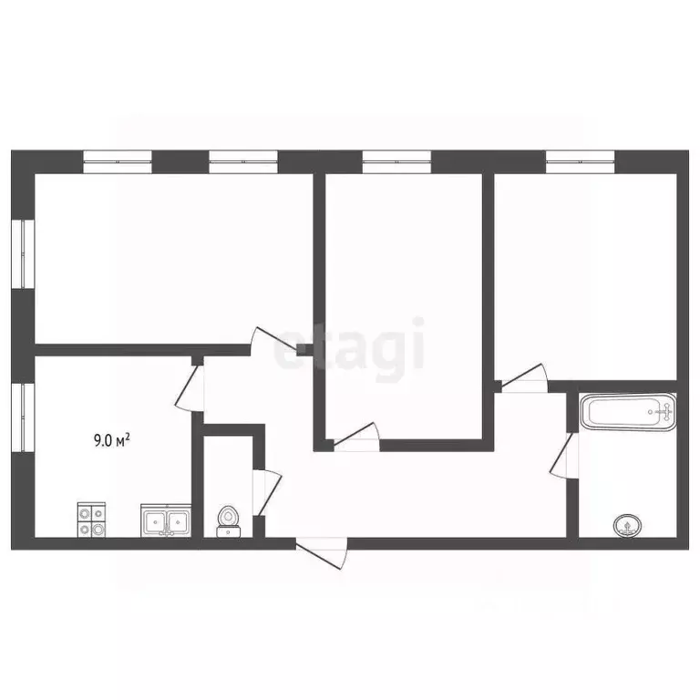 3-к кв. Ямало-Ненецкий АО, Новый Уренгой Славянский мкр, 1/1 (68.1 м) - Фото 2