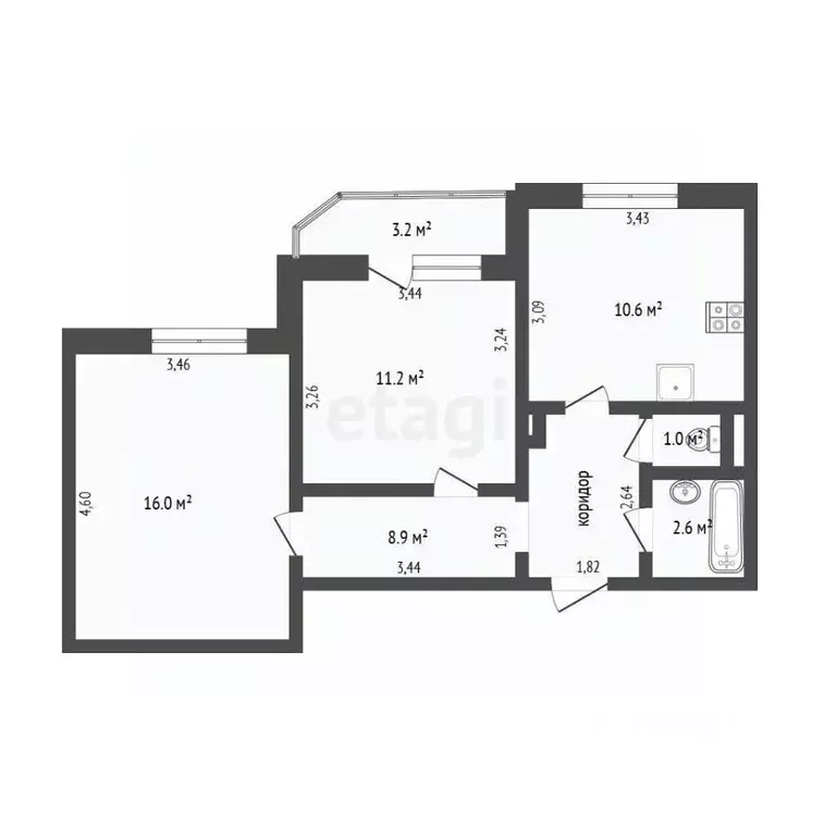 2-к кв. Санкт-Петербург Парашютная ул., 33к1 (50.3 м) - Фото 1