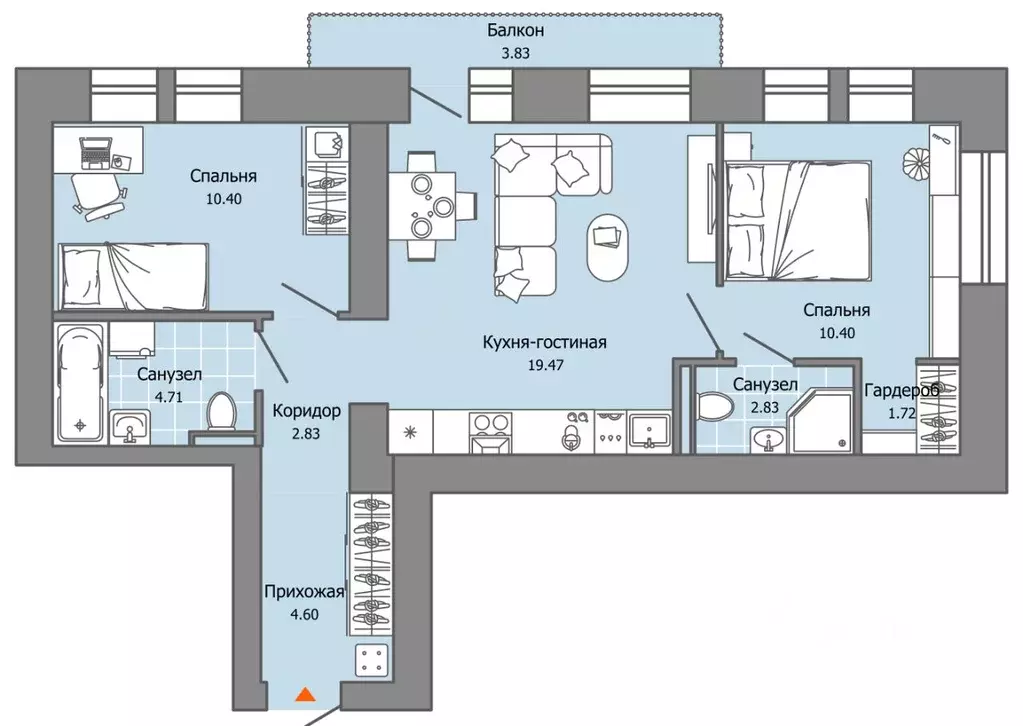 2-к кв. Пермский край, Пермь ул. Дзержинского, 35А (58.0 м) - Фото 2