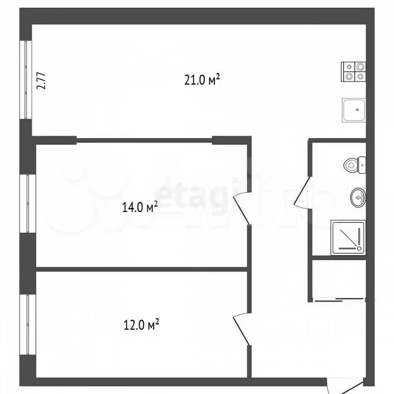 2-к. квартира, 71,8 м, 4/7 эт. - Фото 0