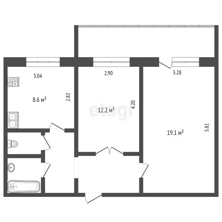 2-комнатная квартира: Тюмень, Полевая улица, 12А (53.1 м) - Фото 1