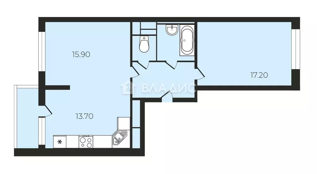 2-комнатная квартира: Москва, Кусковская улица, 12/1 (57.8 м) - Фото 1