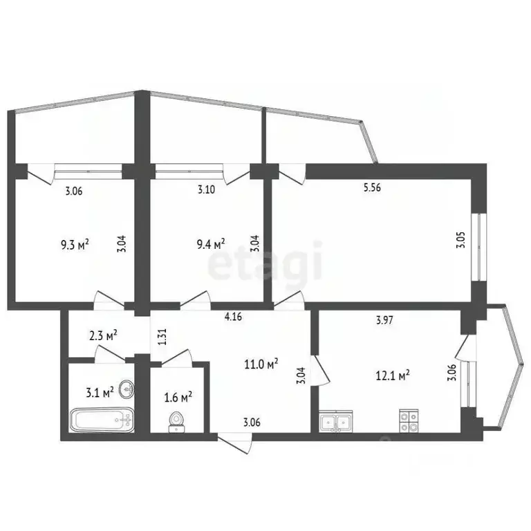 3-к кв. Крым, Алушта ул. Богдана Хмельницкого (65.8 м) - Фото 1
