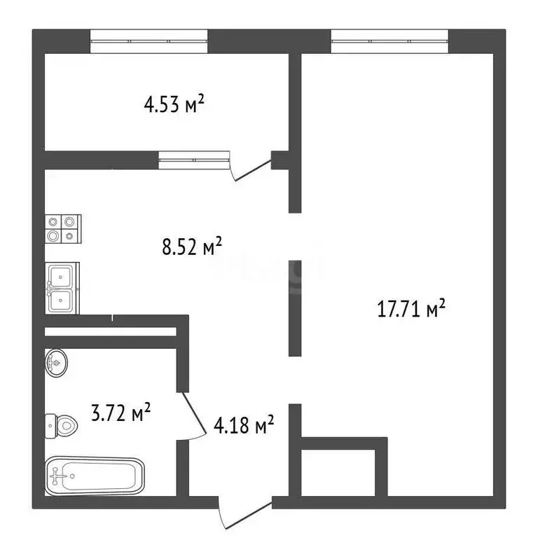 1-комнатная квартира: Дубна, район Большая Волга (38.66 м) - Фото 1